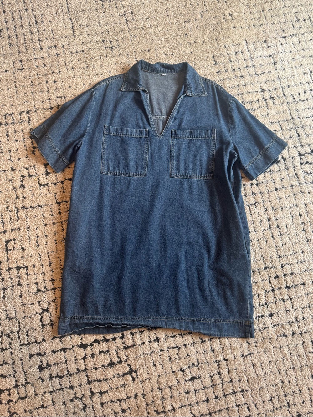 Denim mini dress with pockets on chest